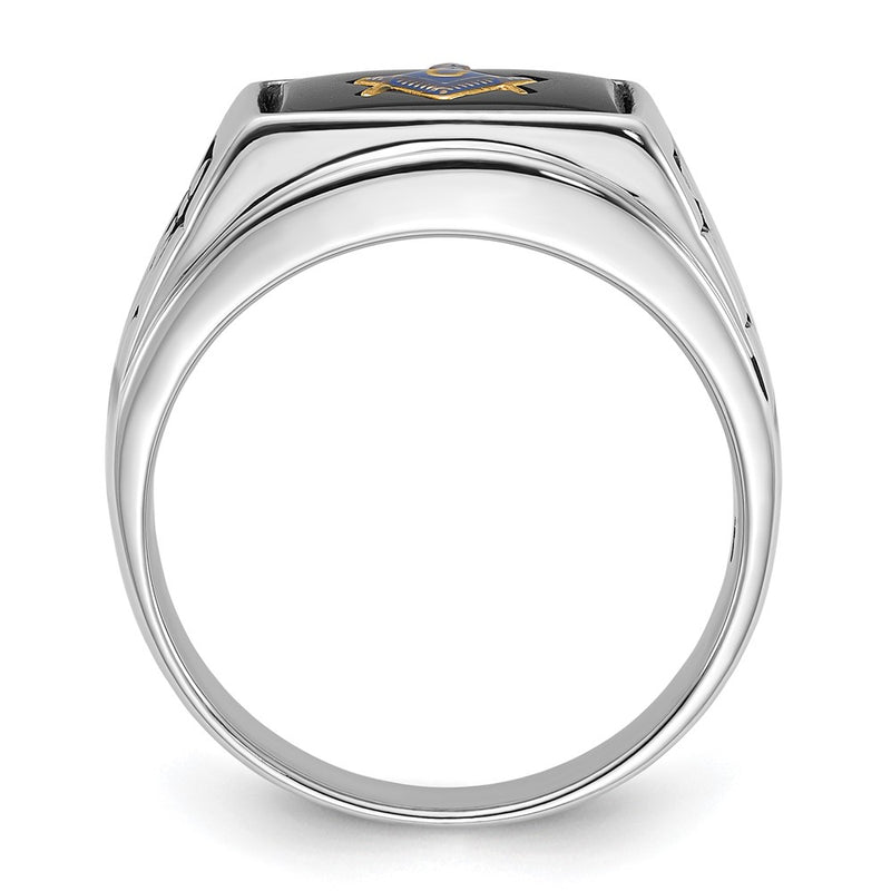 Solid 14k White Gold Men's Masonic Ring