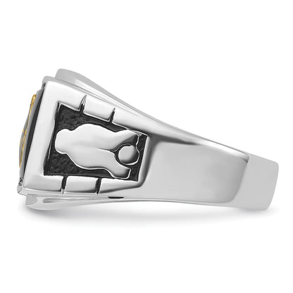 Solid 14k White Gold Men's Masonic Ring
