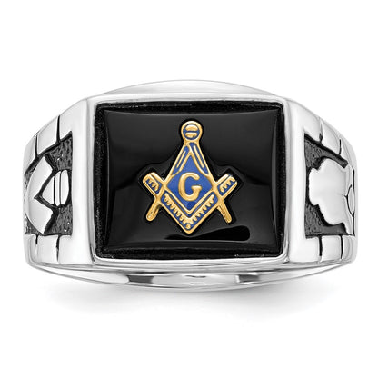 Solid 14k White Gold Men's Masonic Ring
