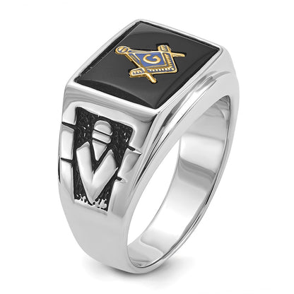 Solid 14k White Gold Men's Masonic Ring