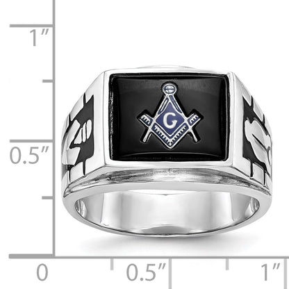 Solid 14k White Gold Men's Masonic Ring