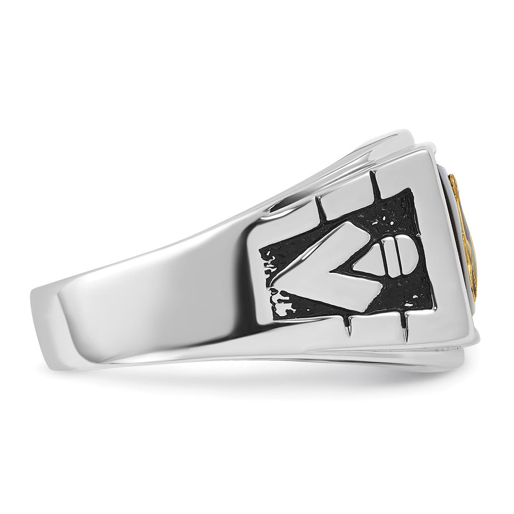 Solid 14k White Gold Men's Masonic Ring