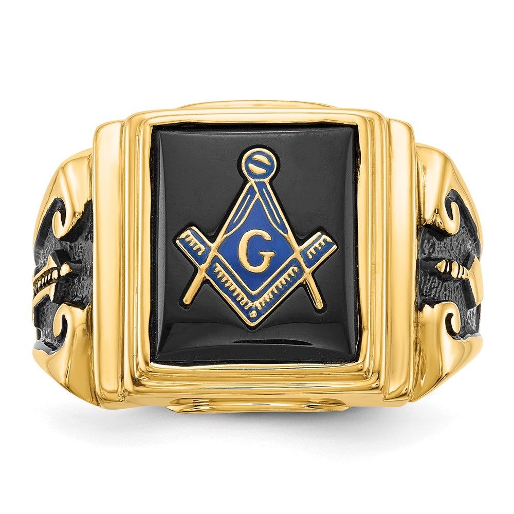 Solid 14k Yellow Gold Men's Masonic Ring