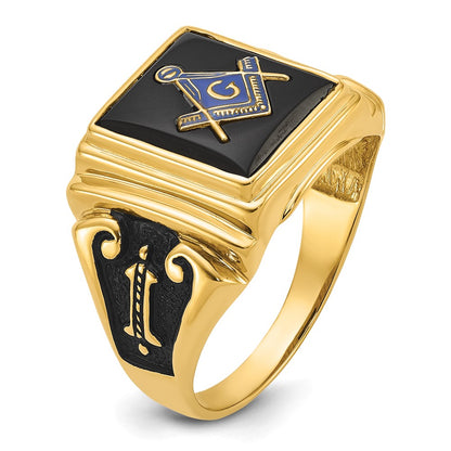 Solid 14k Yellow Gold Men's Masonic Ring