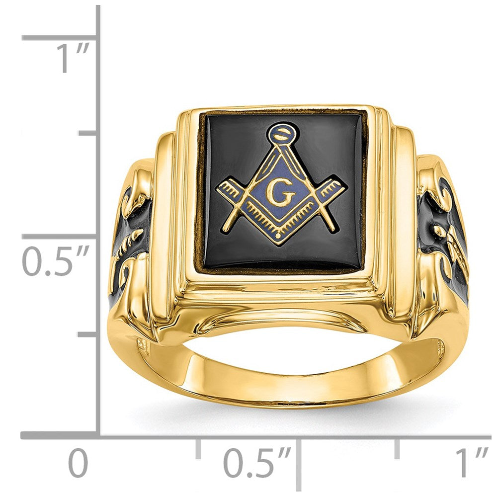 Solid 14k Yellow Gold Men's Masonic Ring