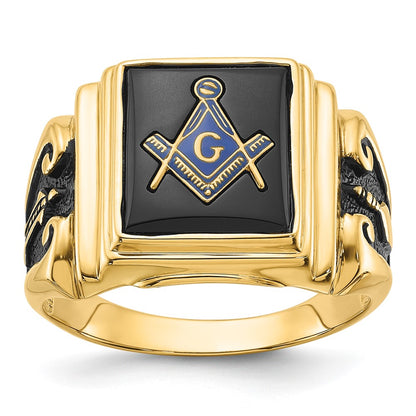 Solid 14k Yellow Gold Men's Masonic Ring