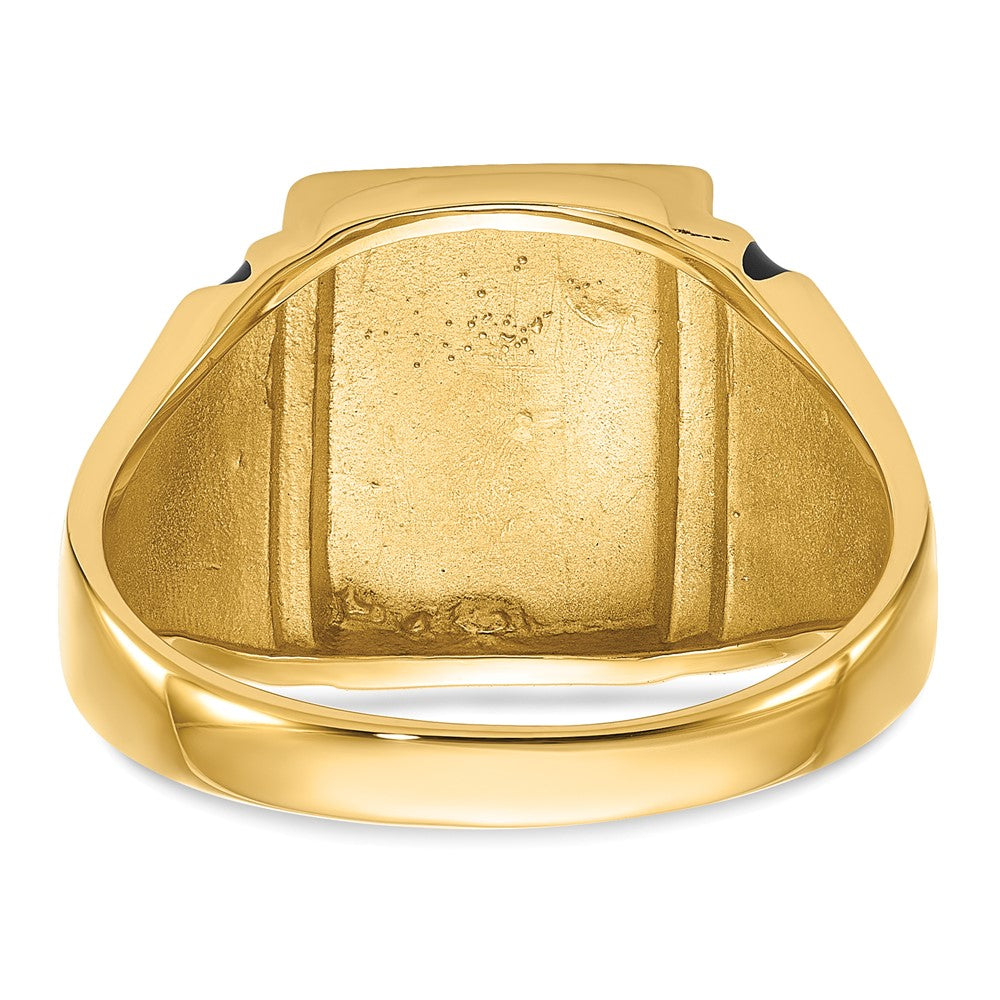 14k Yellow Gold Mens Polished and Textured Masonic Ring