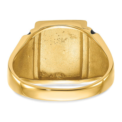 14k Yellow Gold Mens Polished and Textured Masonic Ring