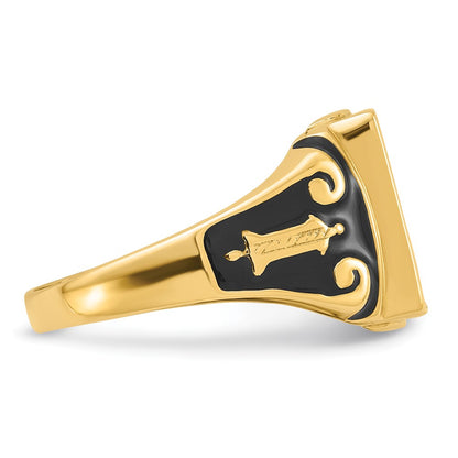 14k Yellow Gold Mens Polished and Textured Masonic Ring