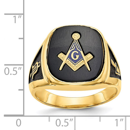 Solid 14k Yellow Gold Men's Masonic Ring