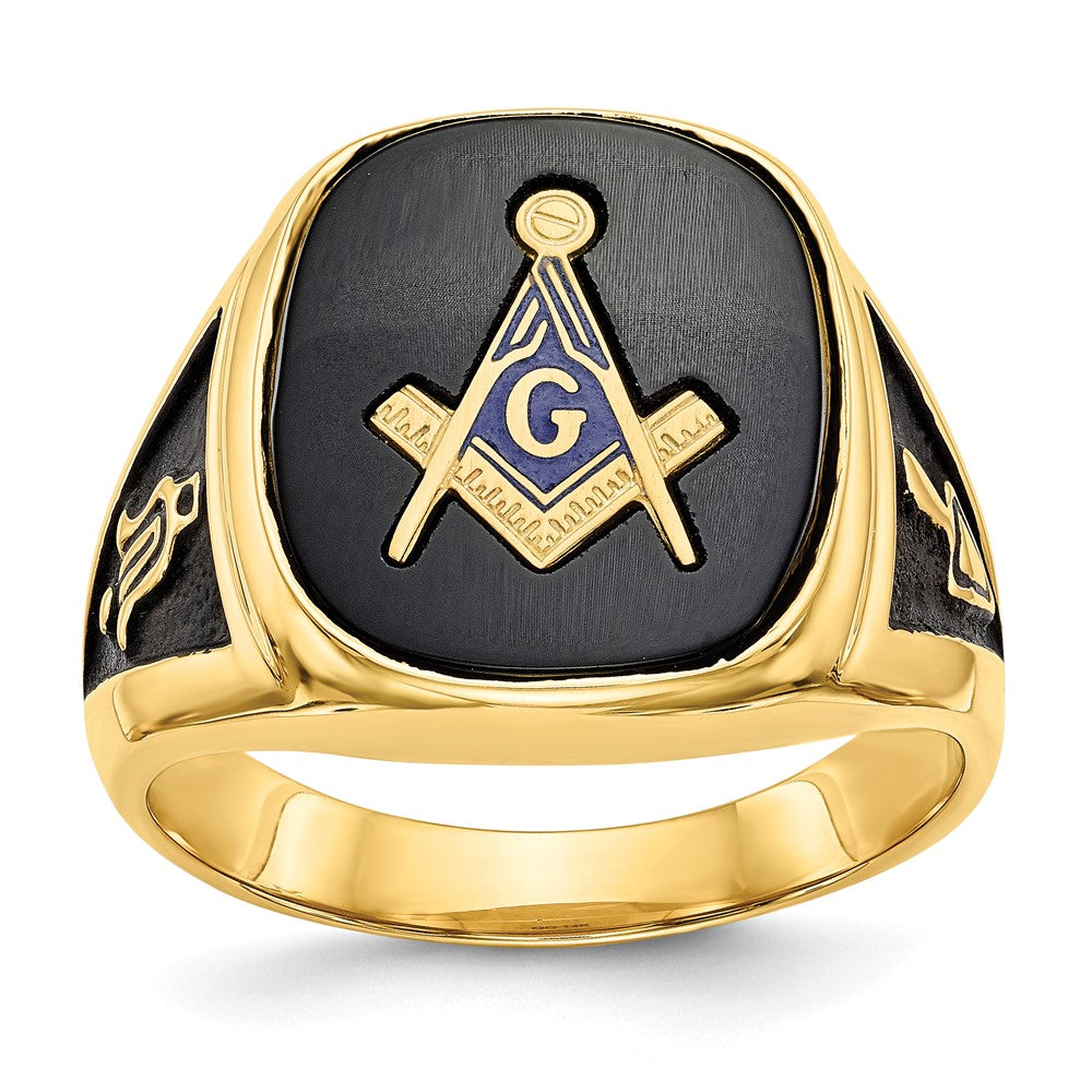 Solid 14k Yellow Gold Men's Masonic Ring
