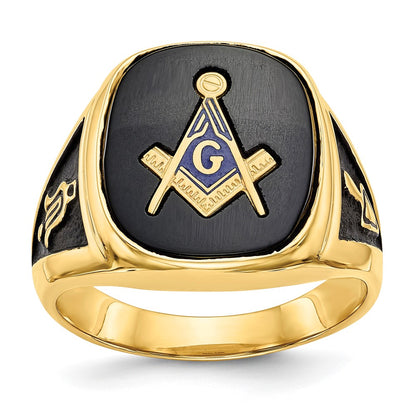 Solid 14k Yellow Gold Men's Masonic Ring