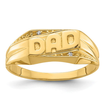 Men's DAD Father's Day Natural Diamond Ring in 14K Yellow Gold