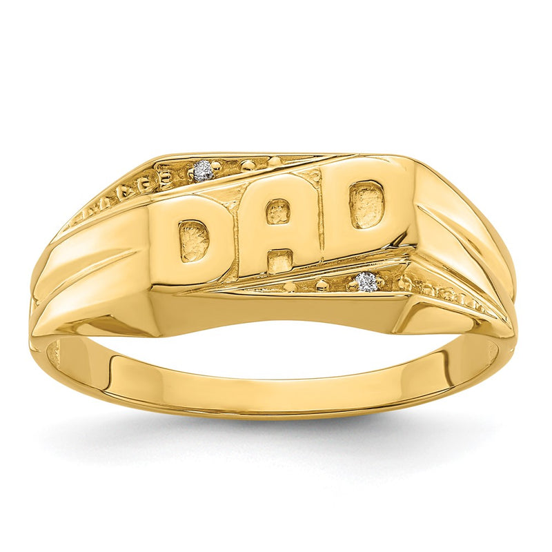 Men's DAD Father's Day Natural Diamond Ring in 14K Yellow Gold