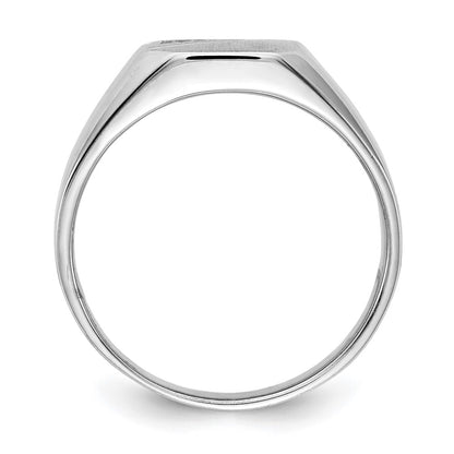 14K White Gold 9.0x10.0mm Open Back A Real Diamond Signet Ring