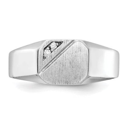 14K White Gold 9.0x10.0mm Open Back A Real Diamond Signet Ring
