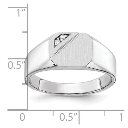14K White Gold 9.0x10.0mm Open Back AAA Real Diamond Signet Ring