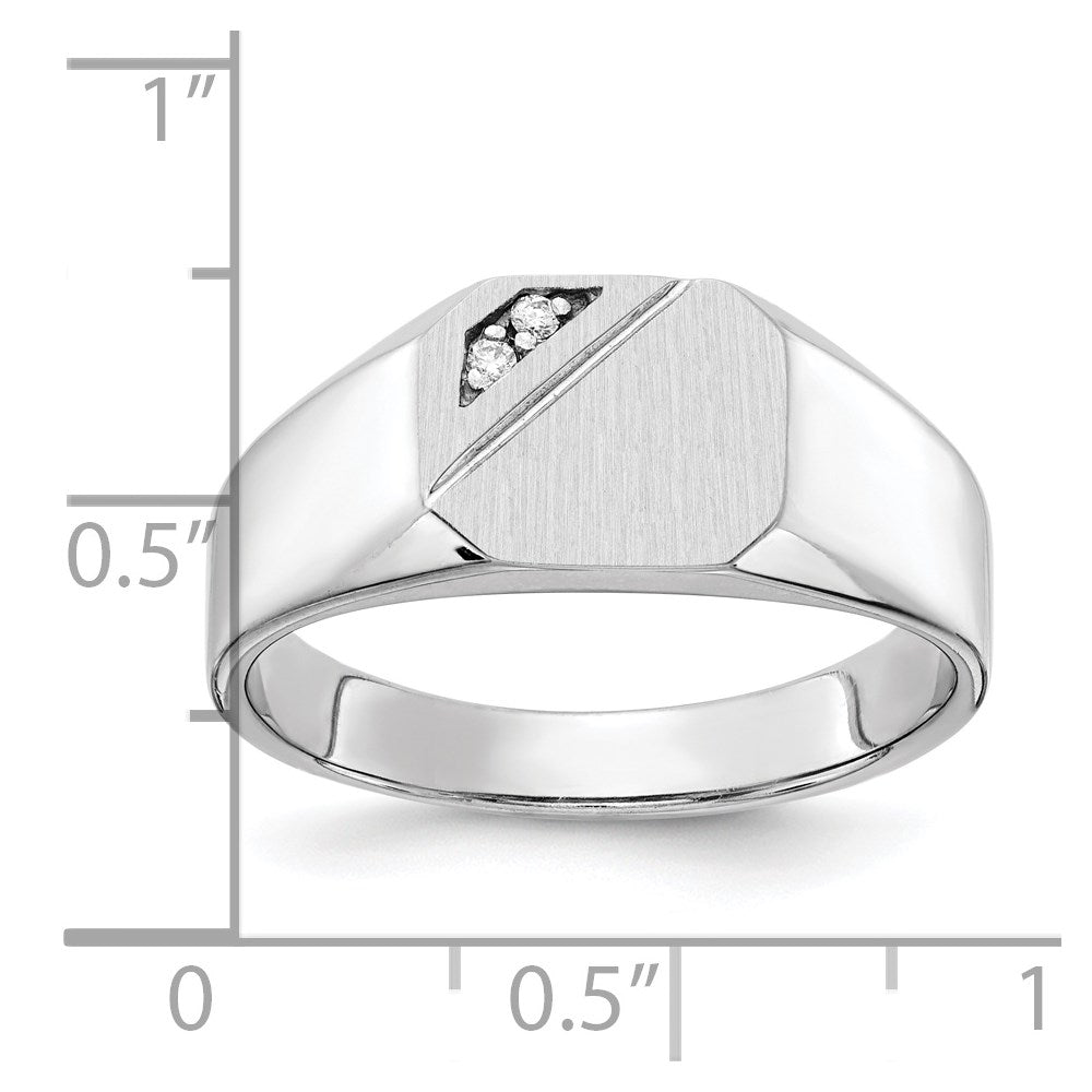 14K White Gold 9.0x10.0mm Open Back A Real Diamond Signet Ring