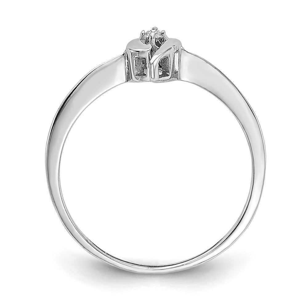 14k White Gold Polished AA Real Diamond Ring