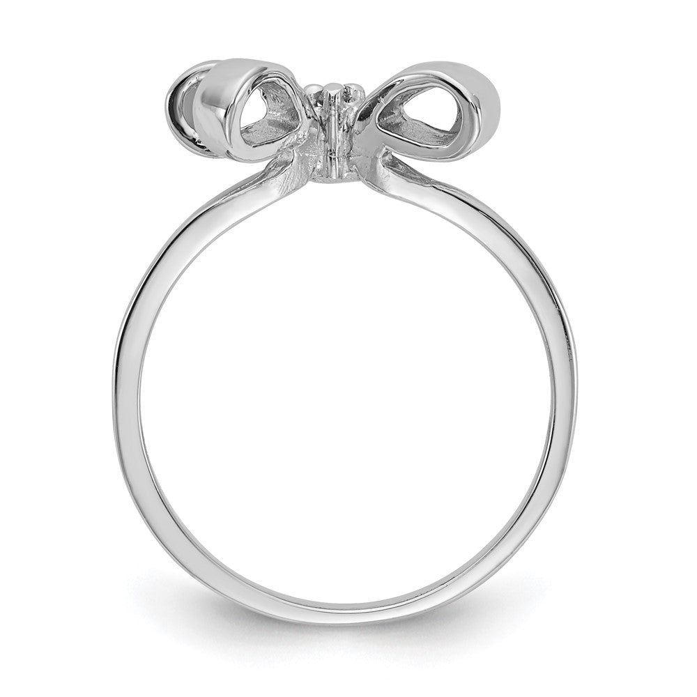 14k White Gold Polished AA Real Diamond Bow Ring
