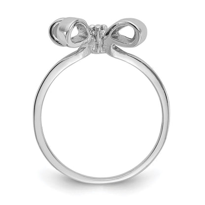 14k White Gold Polished AA Real Diamond Bow Ring