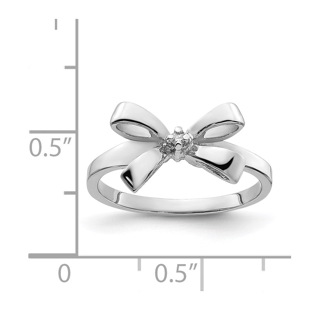 14k White Gold Polished AA Real Diamond Bow Ring