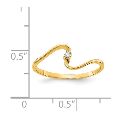 14K Yellow Gold AA Real Diamond ring
