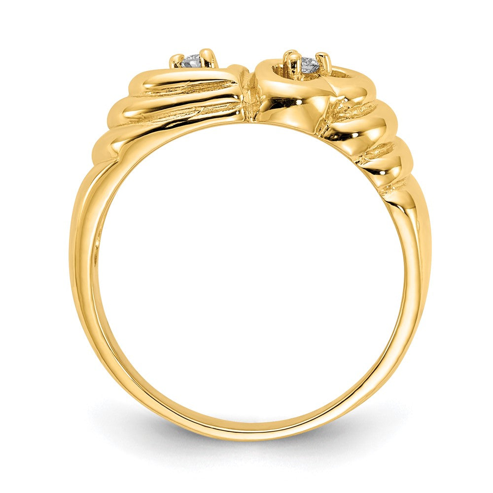 14K Yellow Gold AAA Real Diamond heart ring