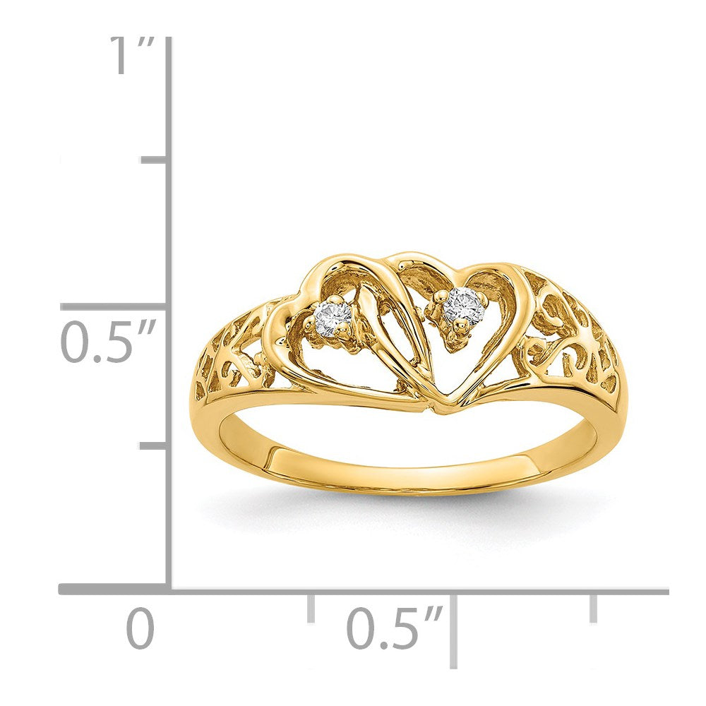 14K Yellow Gold VS Real Diamond heart ring