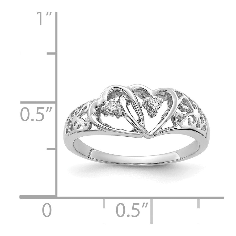 14k White Gold AAA Real Diamond heart ring