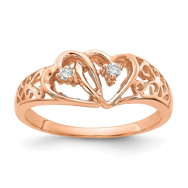 14k Rose Gold VS Real Diamond heart ring