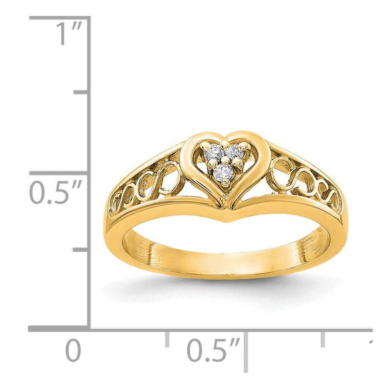 14K Yellow Gold A Real Diamond heart ring