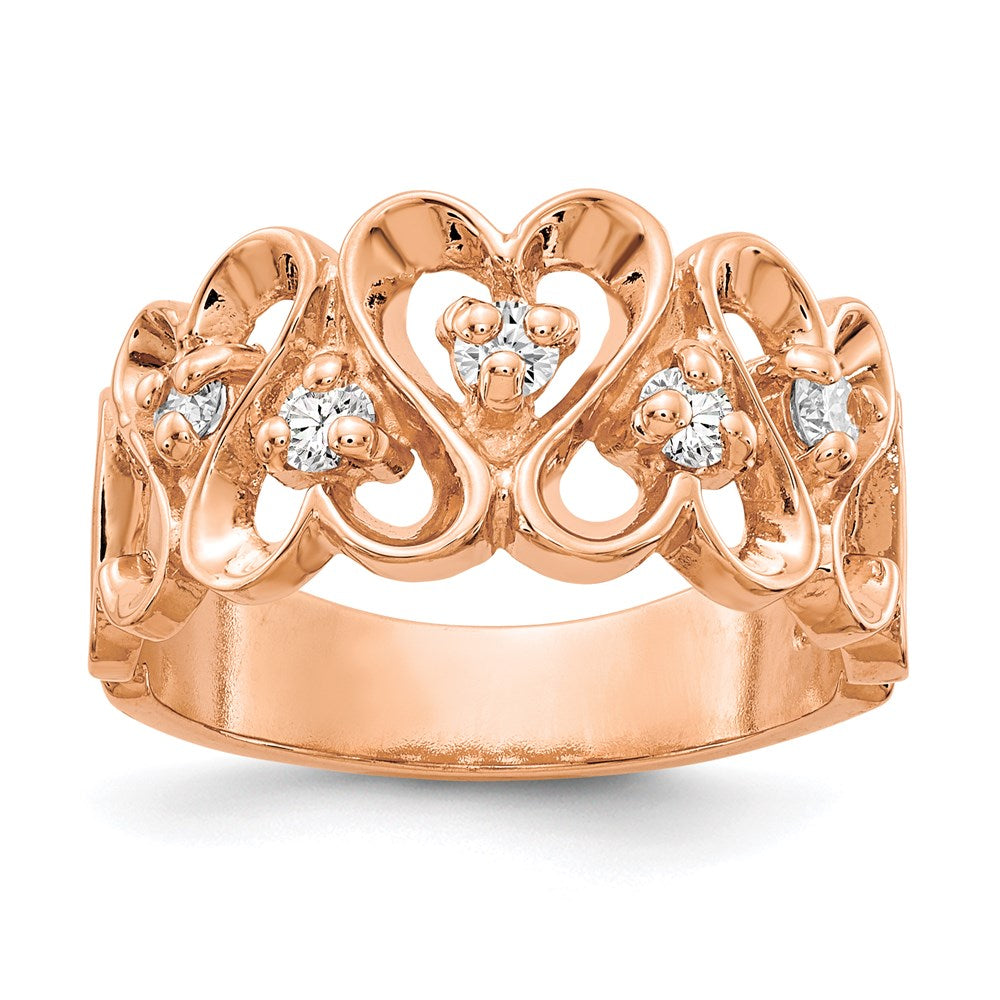 14k Rose Gold A Real Diamond heart ring