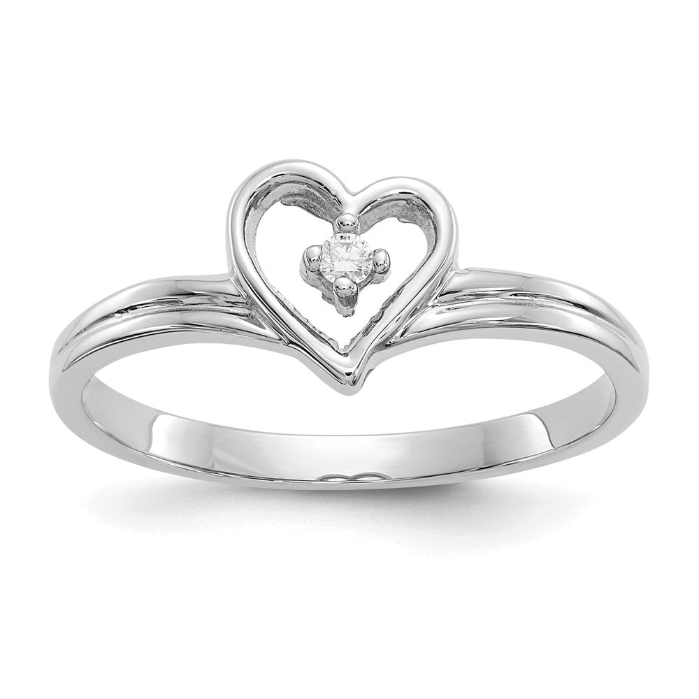 14k White Gold A Real Diamond heart ring