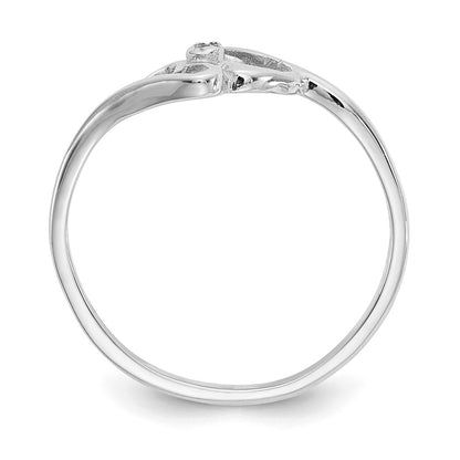 14k White Gold AAA Real Diamond heart ring