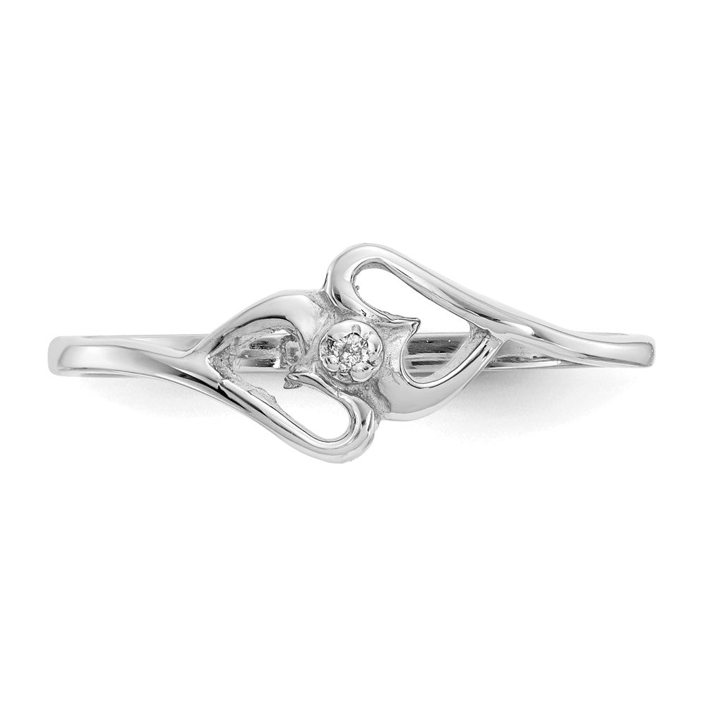 14k White Gold AAA Real Diamond heart ring