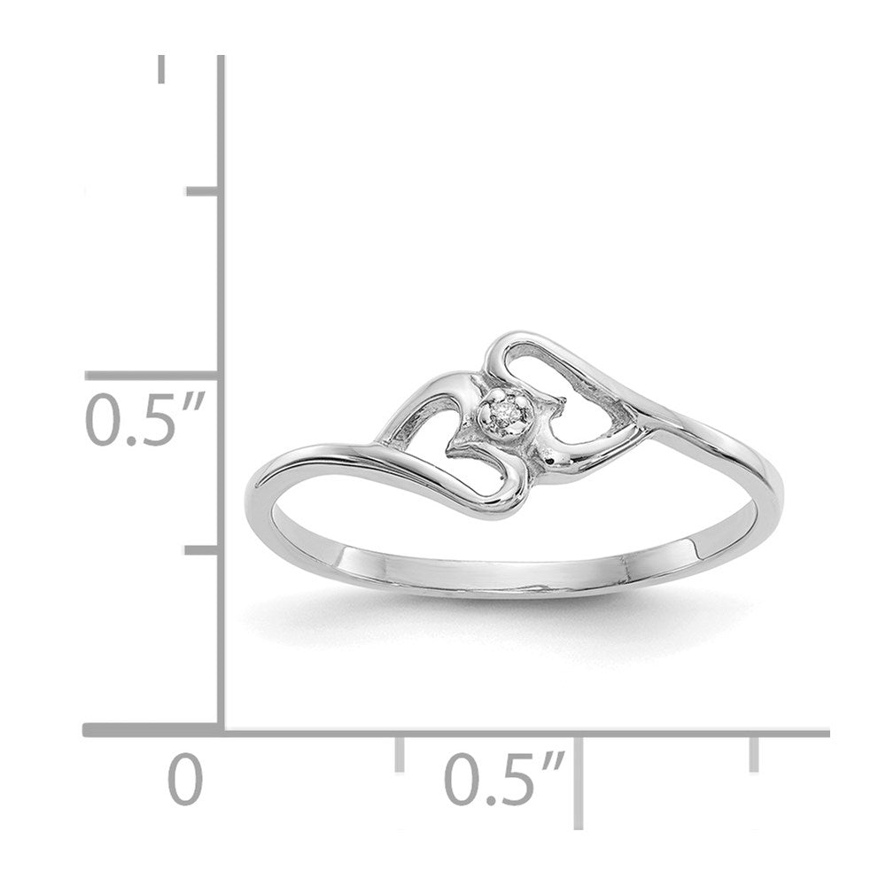14k White Gold AAA Real Diamond heart ring