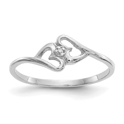 14k White Gold AAA Real Diamond heart ring