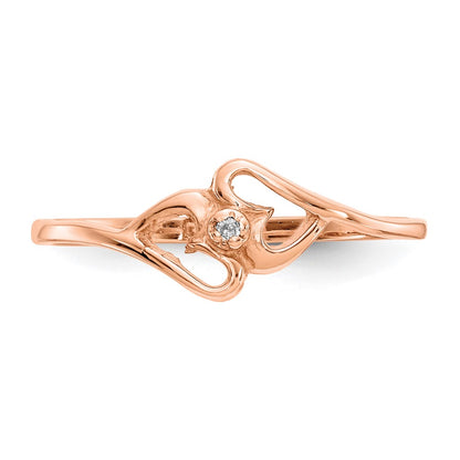 14k Rose Gold A Real Diamond heart ring