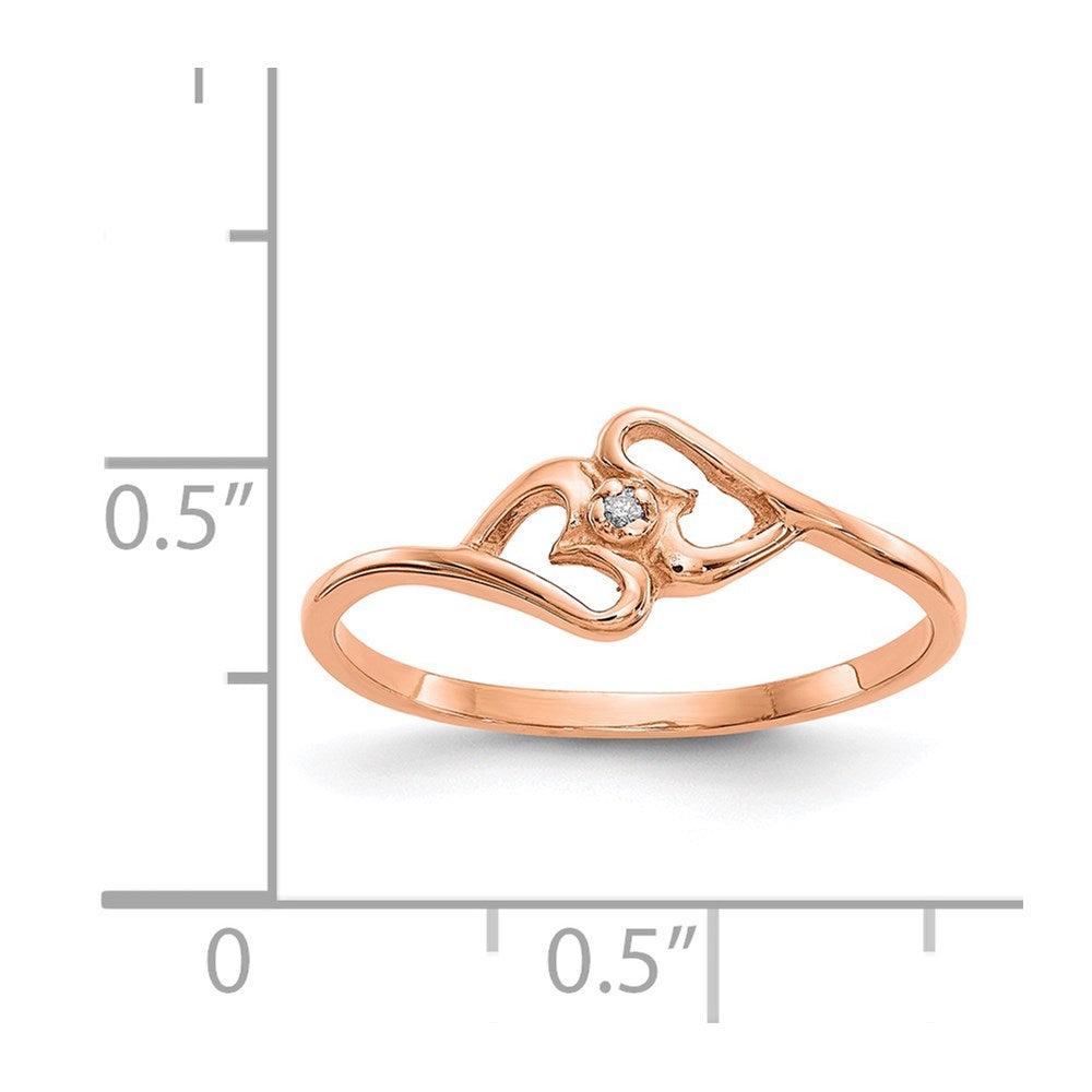 14k Rose Gold A Real Diamond heart ring