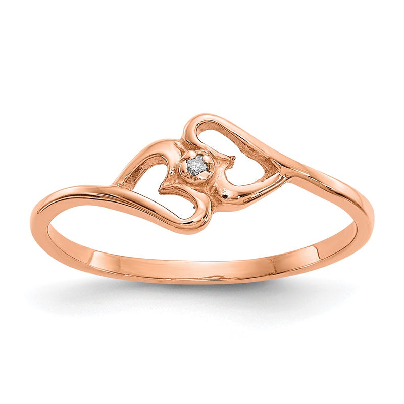14k Rose Gold VS Real Diamond heart ring