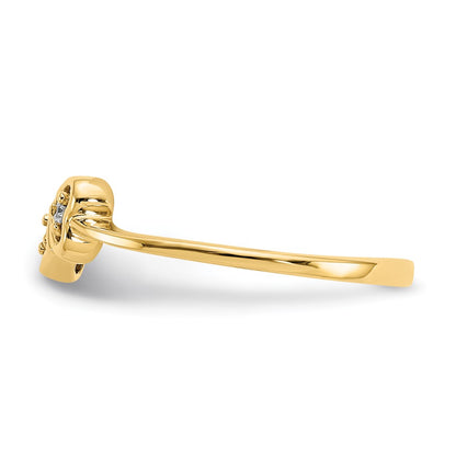 14K Yellow Gold AAA Real Diamond heart ring