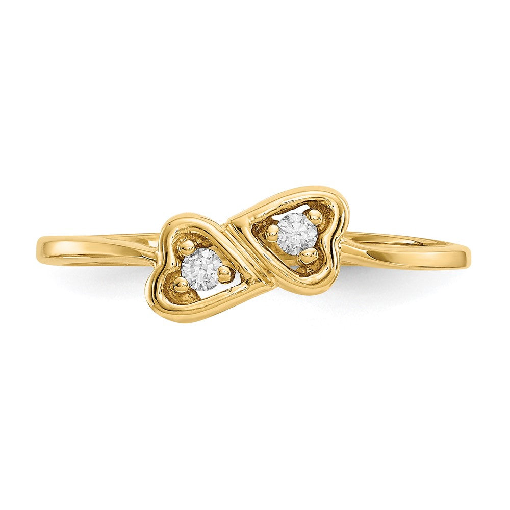 14K Yellow Gold AAA Real Diamond heart ring