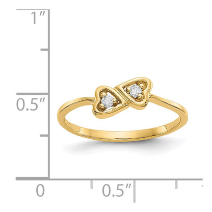 14K Yellow Gold AAA Real Diamond heart ring