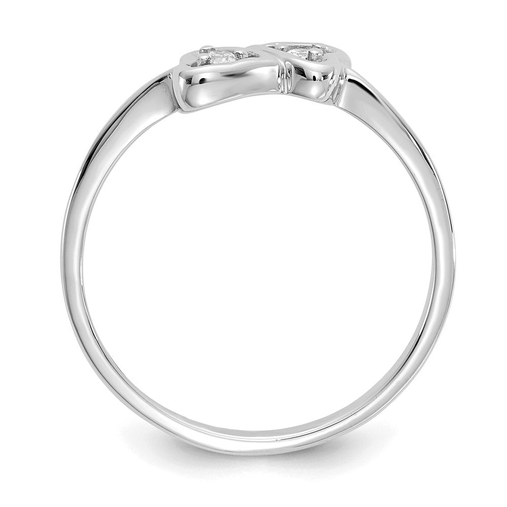 14k White Gold Polished AA Real Diamond Heart Ring