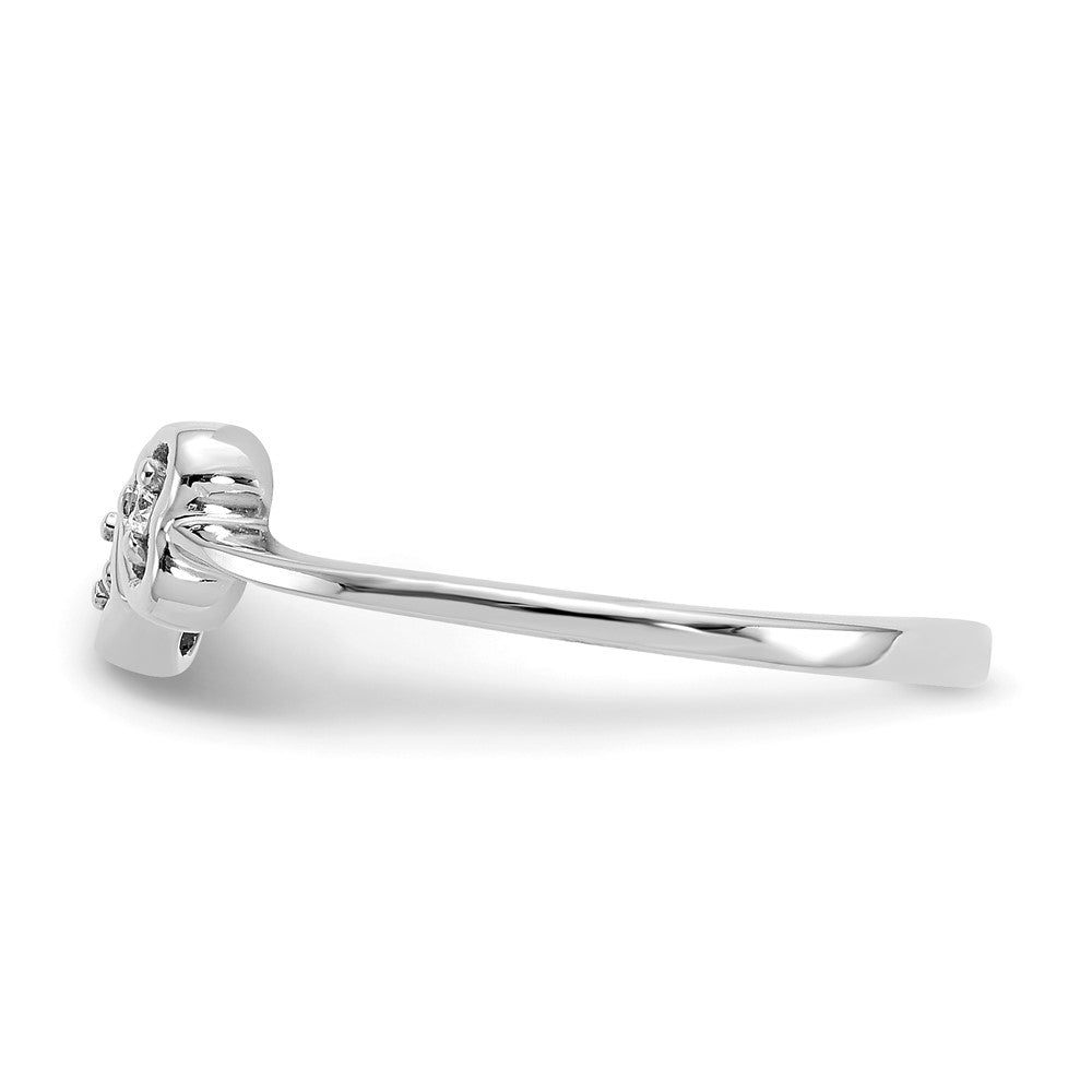 14k White Gold Polished AA Real Diamond Heart Ring