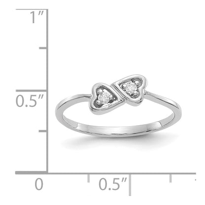 14k White Gold Polished AA Real Diamond Heart Ring