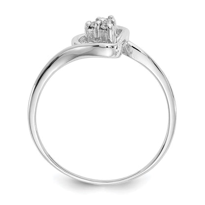 14k White Gold AAA Real Diamond heart ring