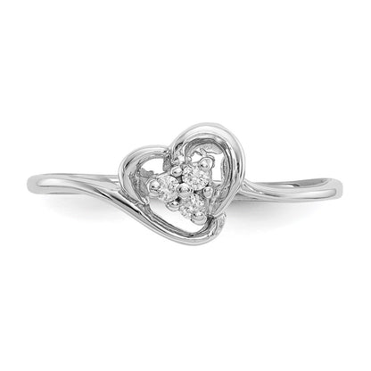 14k White Gold AAA Real Diamond heart ring
