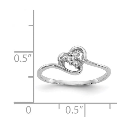14k White Gold AAA Real Diamond heart ring